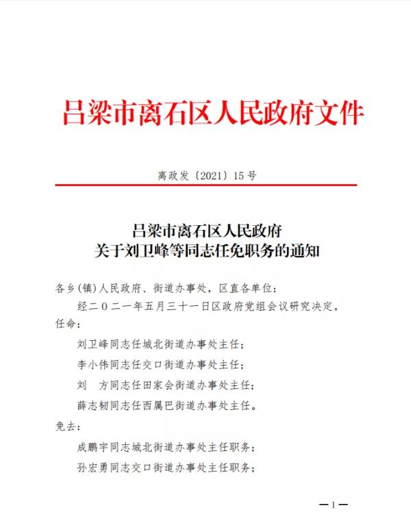 离石区人民政府办公室人事任命，推动区域发展，共筑未来新篇章